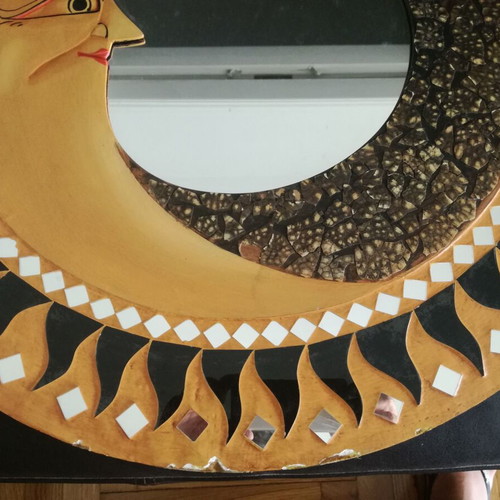 Wall mirror used, round 60cm