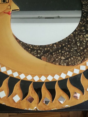 Wall mirror used, round 60cm