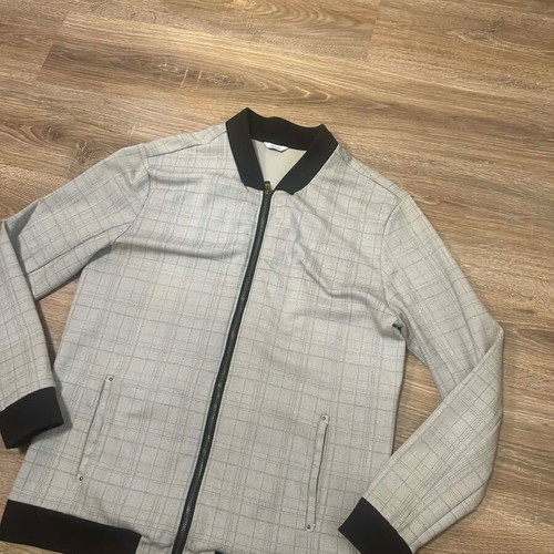 Men's casual Calvin Klein plaid bomber jacket, like new, XL size, gray