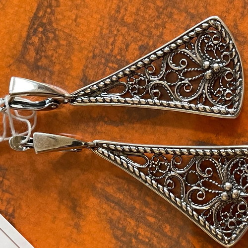 Handmade Russian filigree silver 925 earrings new