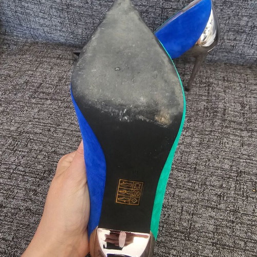 Jeffrey Campbell Lure heels like new, blue and green suede, size 38