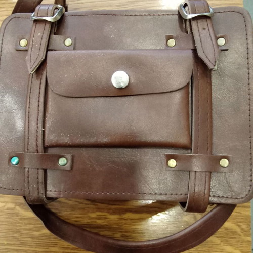 Student leather shoulder bag new, vintage style