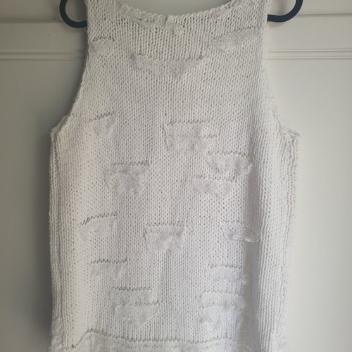 Knitted cotton blouse handmade, like new, size medium to large, white