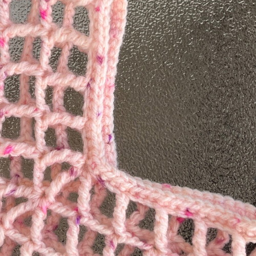 Crochet long-sleeve top like new, pink, size M