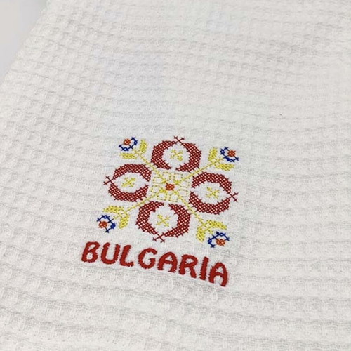 Cotton towel new with Bulgarian traditional embroidery 43x60cm