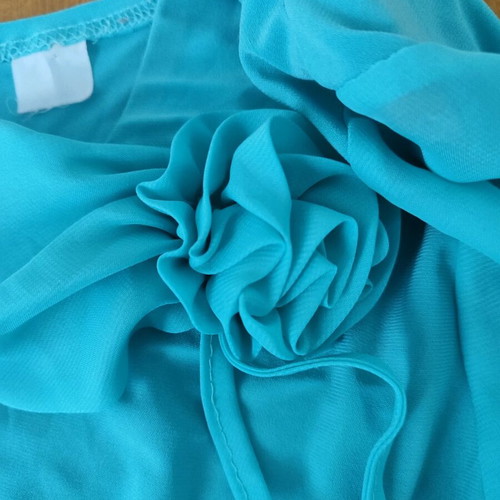 Vintage Women's Turquoise Blouse L/XL Like New With Shoulder Pads