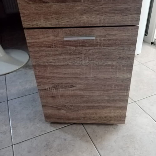 Nightstand with drawer and cabinet shelf, chipboard