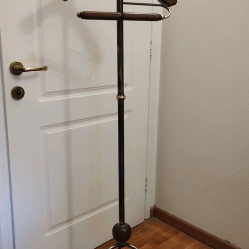 Capanni floor coat rack new with aged wood and brass