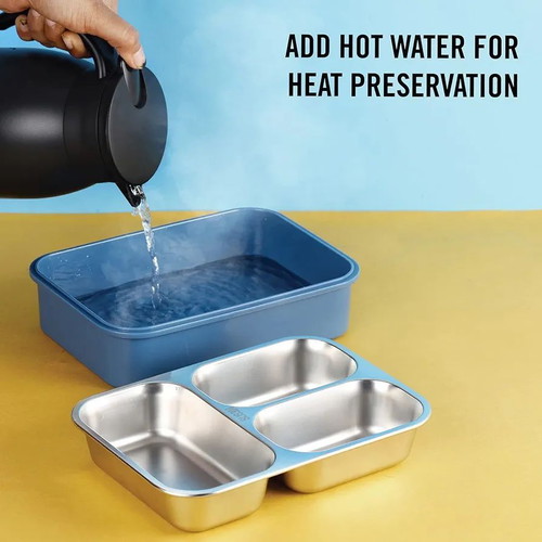 Thermal stainless steel lunch box with spoon and fork new