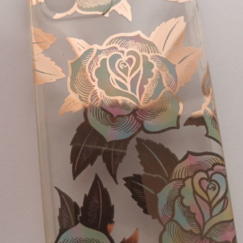 iPhone 12/12Pro case new, transparent with holographic flowers