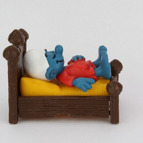 Smurf in bed like new, Schleich 5.5cm figure