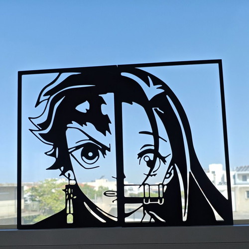 3D Printed Tanjiro & Nezuko Portrait Demon Slayer new