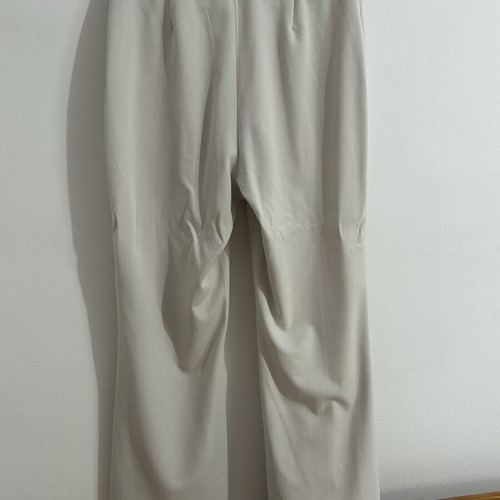 H&M Light Beige Flared Crease-Front Trousers, Size EUR 44 / US 12