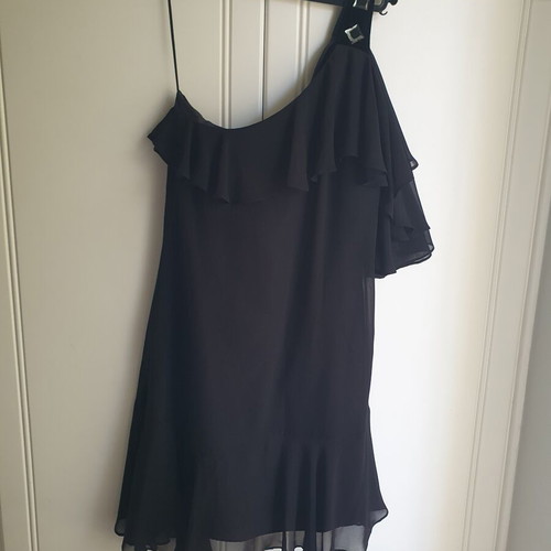 Zara medium black dress like new with velvet one shoulder and crystals