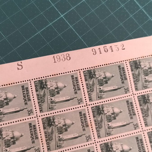 Βέλγιο 1938 Φύλλο γραμματοσήμων Καινούργιο, Διεθνής Έκδοση Λιέγη