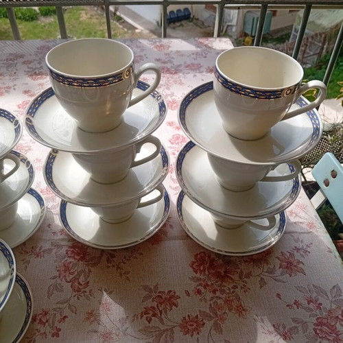 Scherzer Bavaria collectible porcelain set with cobalt blue and 24K gold like new