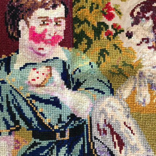 Set of 2 embroidered vintage wall hangings used