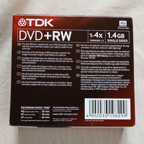 TDK Mini DVD RW 1.4GB Single Sided 1-4x Speed Pack of 5 Like New