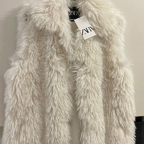 Zara synthetic fur vest new, beige, size S-M