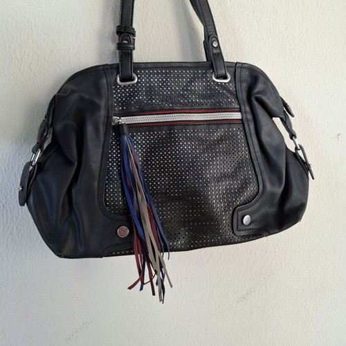 Handbag black faux leather used with zipper