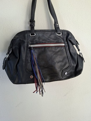 Handbag black faux leather used with zipper