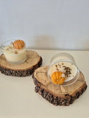 Handmade soy candle with pumpkin spice scent