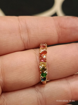 Women's ring with colorful stones, faux bijou, like new