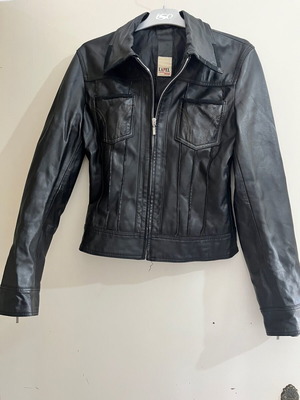 Lapel leather jacket black, like new, size S