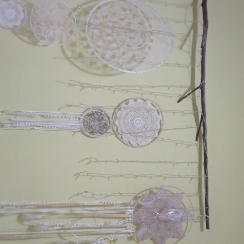 Dreamcatcher handmade with olive wood base and lights