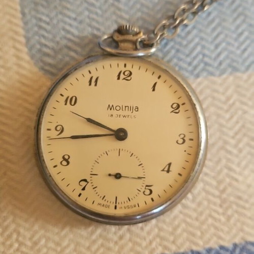 Pocket watch classic vintage used, gray and beige