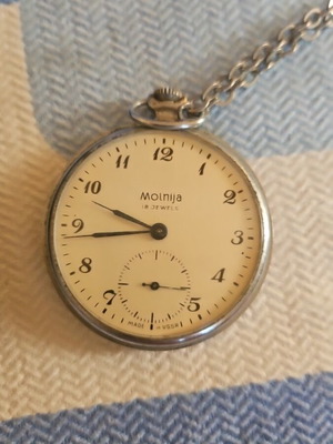 Pocket watch classic vintage used, gray and beige
