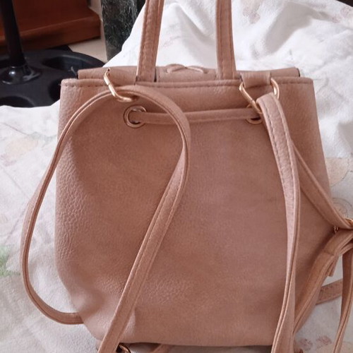 Backpack bag used, beige with inner zip pocket