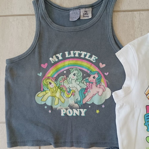 Zara girls' set with My Little Pony and Stitch tops and shorts, 13-14 years