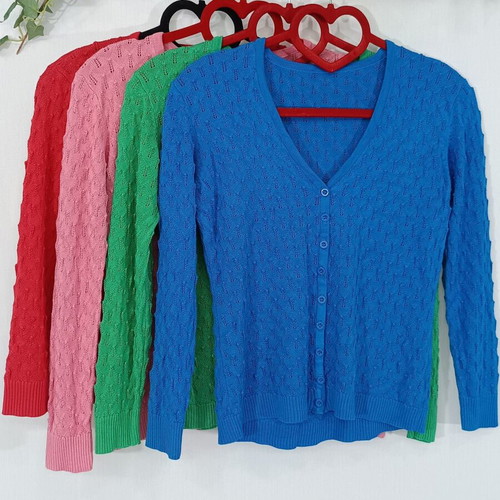 Blue knitted cardigan like new with V neckline size S