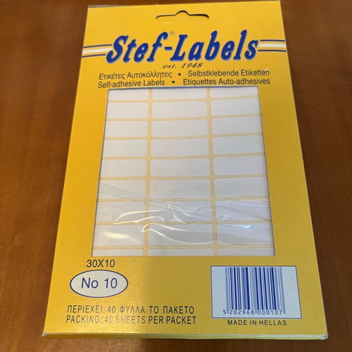 Stef Labels No10 self-adhesive labels new, pack of 40 sheets