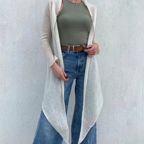 Cardigan in pashmina style Kontatto white like new, one size
