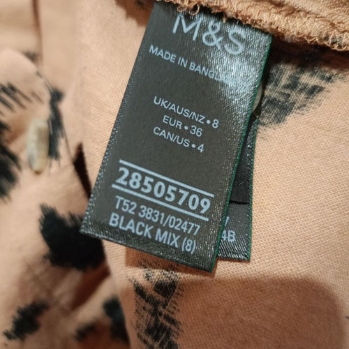 Marks & Spencer linen shirt brown animal print new, size S