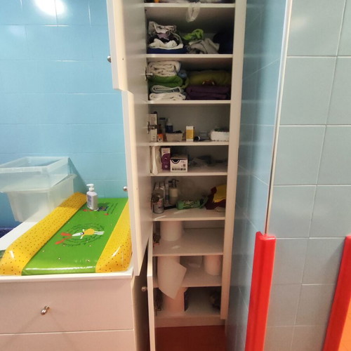 Melamine cabinet with 3 storage doors and 3 shelves like new, white