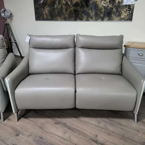 Beige leather sofa set with electric relax footrest new