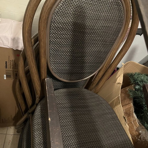 Almeco Bistro Chairs like new, set of 20, metal frame with woven seat