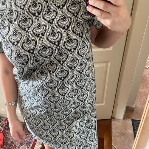 Zara office dress like new, short sleeve with white and blue print
