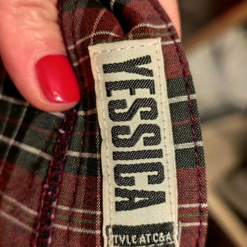 Checked pants used, size M, black and red