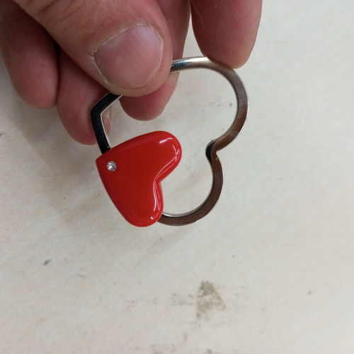 Heart keychains set of 10 like new, red and silver metal