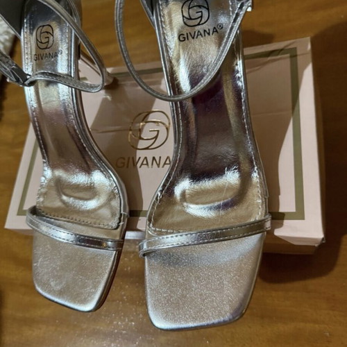 Luigi silver sandals with unique heel, new, size 37