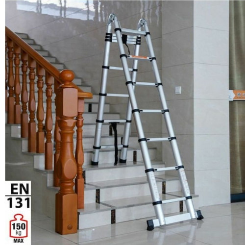 Telescopic Aluminum Ladder double with 12 steps new