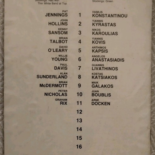 Arsenal - Panathinaikos 1981 Program used