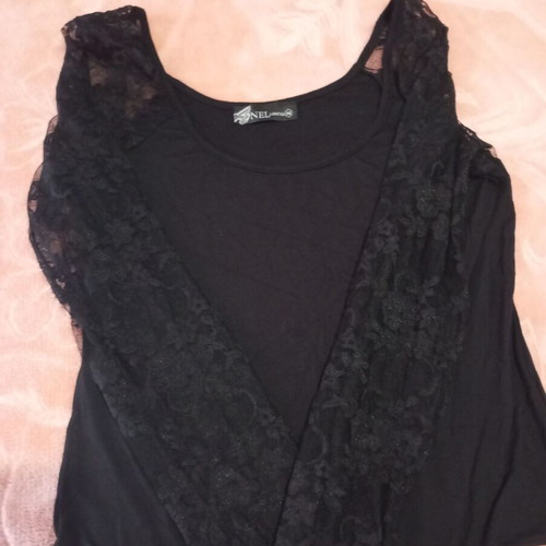 Women's black bodysuit with lace sleeves, like new, size M