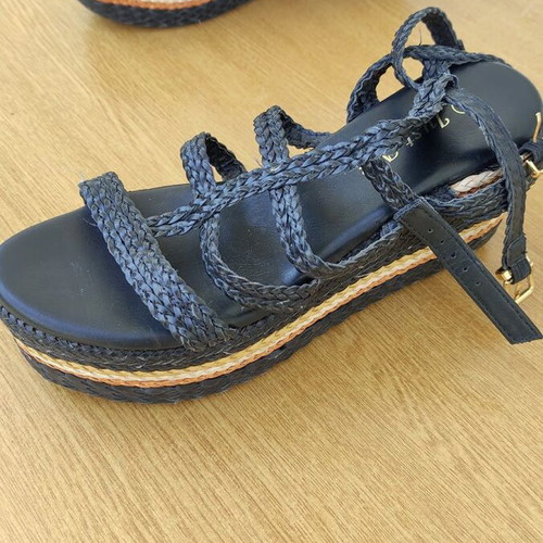 Platform sandals black size 37 with ankle strap like new