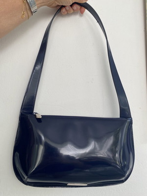 Furla shoulder bag like new, blue patent leather