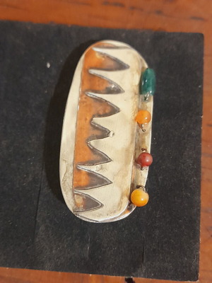 Modern silver 925 pin with semi-precious stones new